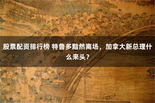 股票配资排行榜 特鲁多黯然离场，加拿大新总理什么来头？