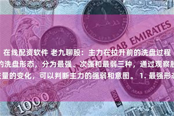 在线配资软件 老九聊股：主力在拉升前的洗盘过程中，单阳不破是一种经典的洗盘形态，分为最强、次强和最弱三种，通过观察股价和成交量的变化，可以判断主力的强弱和意图。 1. 最强形态单阳不破 股价在低位出现一根大...